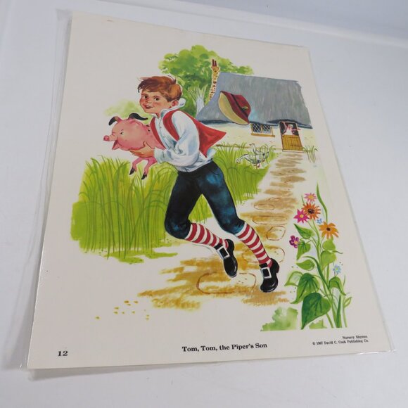 Vintage 1960s Mid Century Art Nursery Rhymes pictures (12) LAMINATED 14” tall - Picture 17 of 17